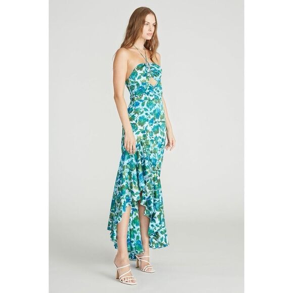 AMUR Edie High Low Tie Neck Halter Gown - Picture 6 of 16